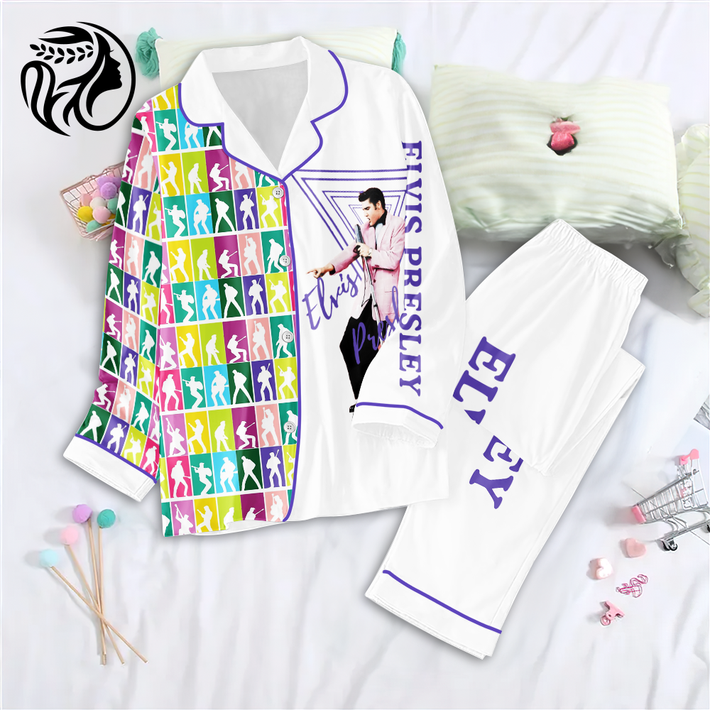Elvis Presley Button Down Pajama Set