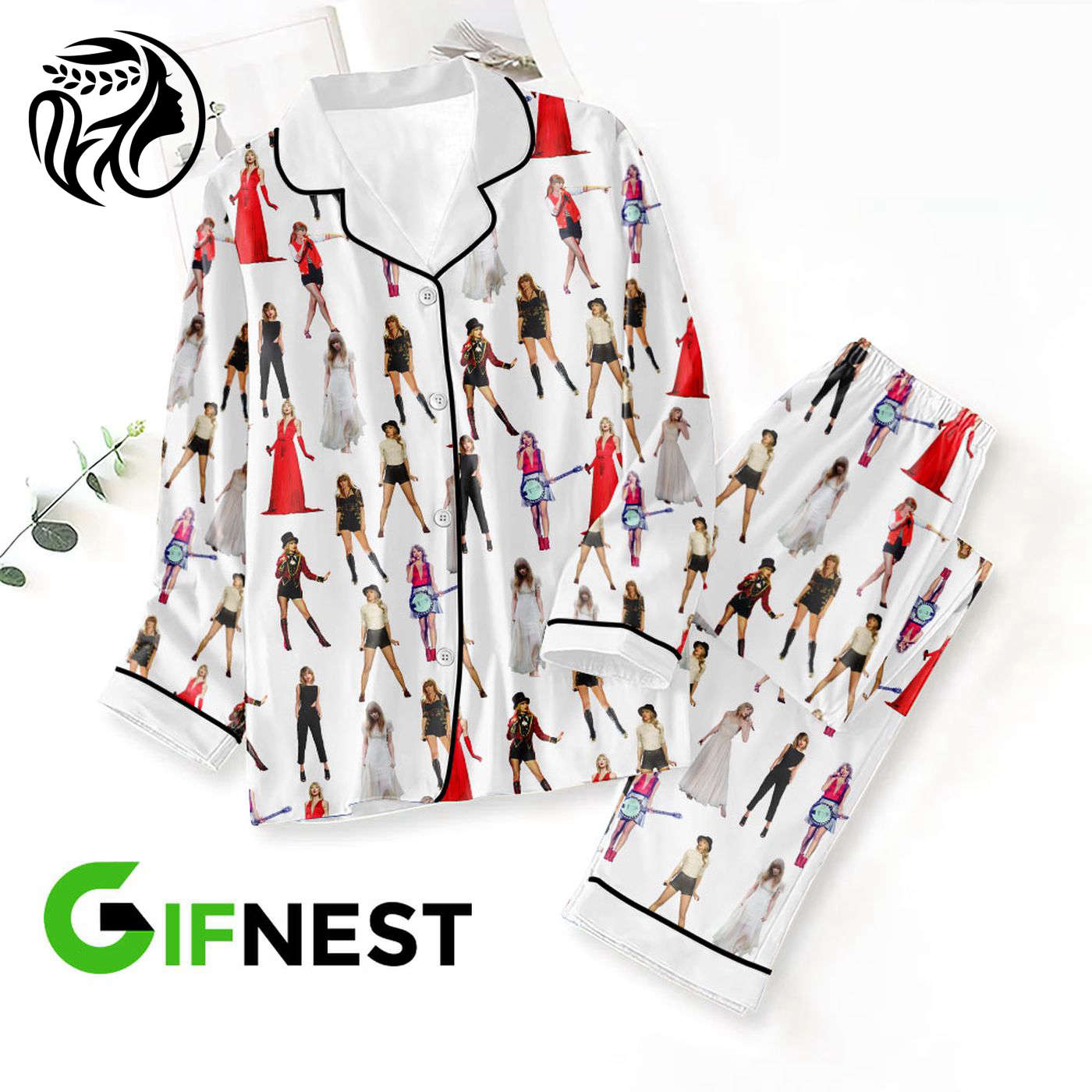 Taylor Swift Pajama Set Set Stylish Button Down Gift For Fans