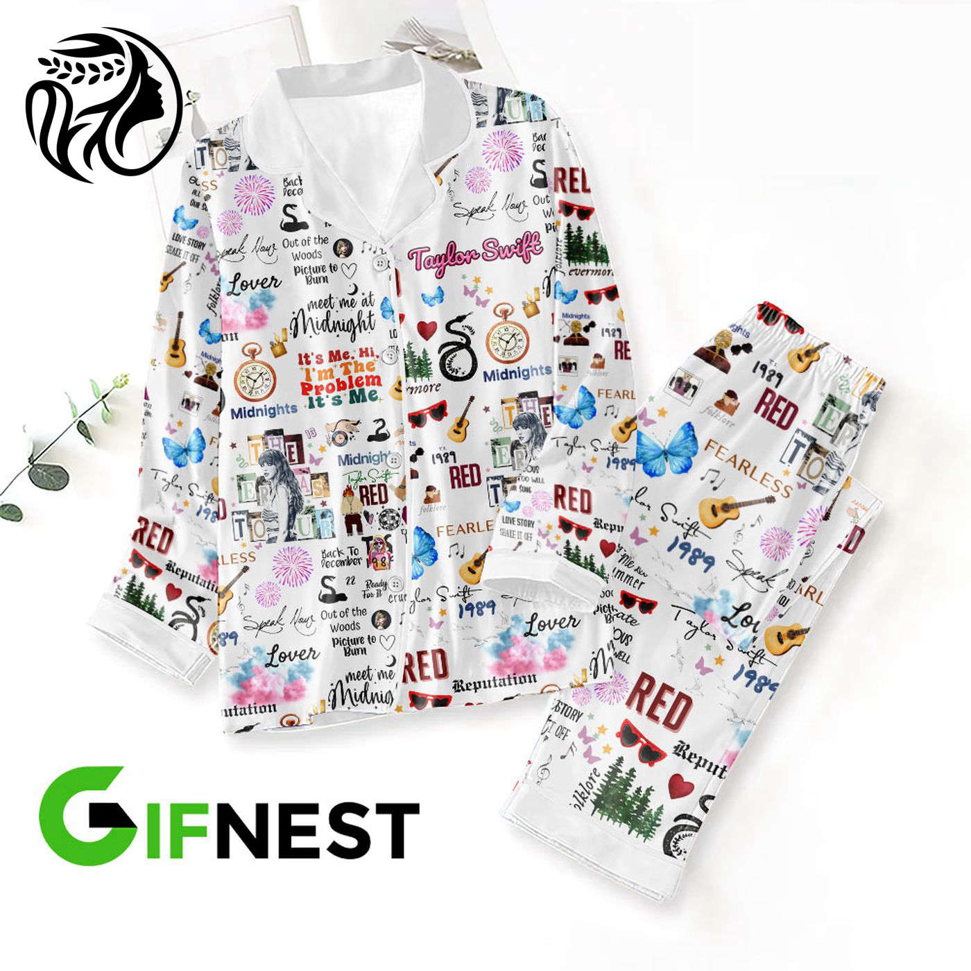 Stylish Taylorwift Button Down Pajama Set Set Comfortable Sleepwear For Women
