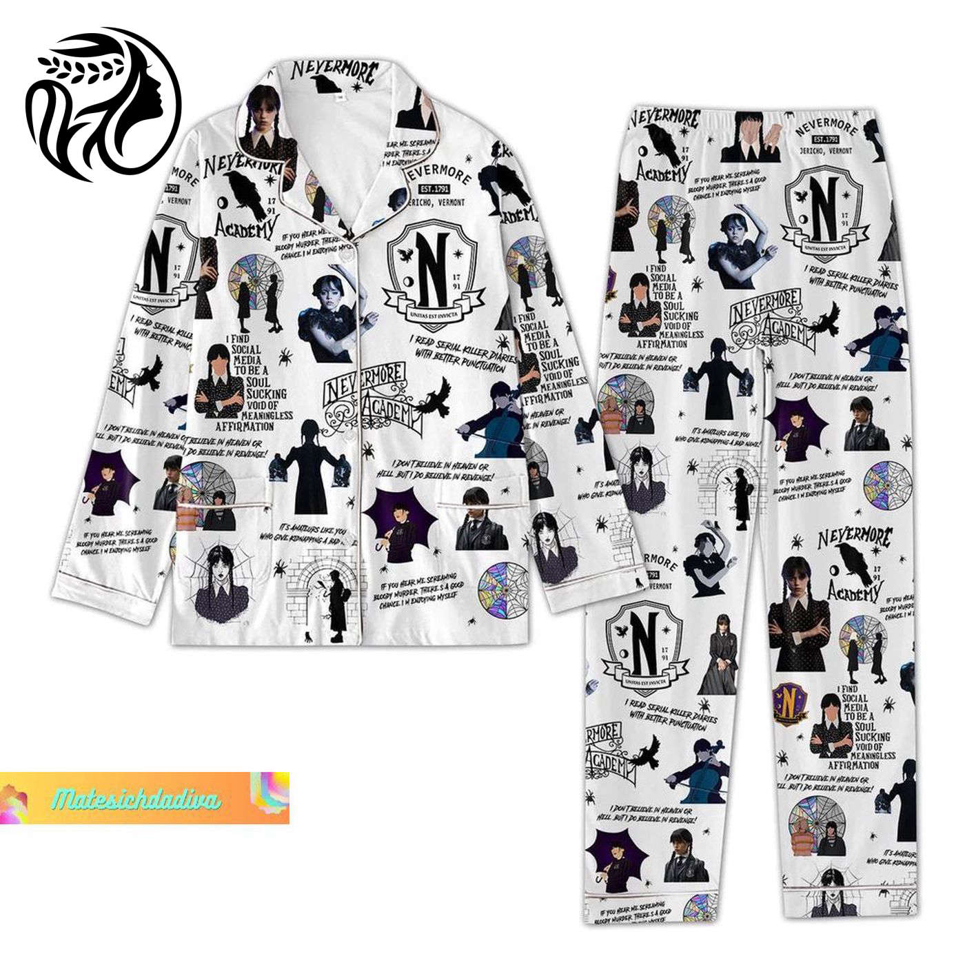 Cozy Wednesday Pajama Set Set For Women Movie Night & Holiday Fun