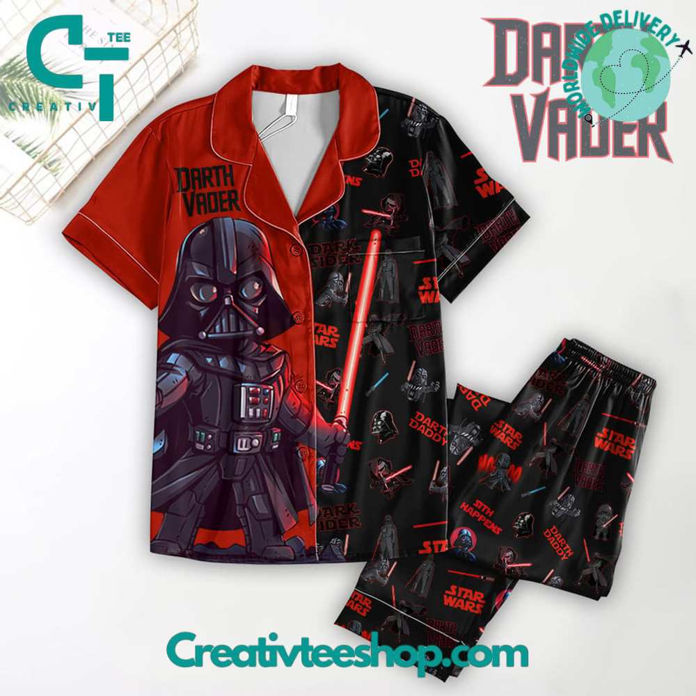 Star Wars Darth Vader Button Down Long Sleeve Or Short Sleeve Pyjama Pajama Set Set With Pants Hg