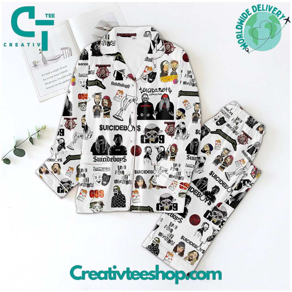 Suicideboys G59 Carrollton Button Down Long Sleeve Or Short Sleeve Pyjama Pajama Set Set With Pants Hg