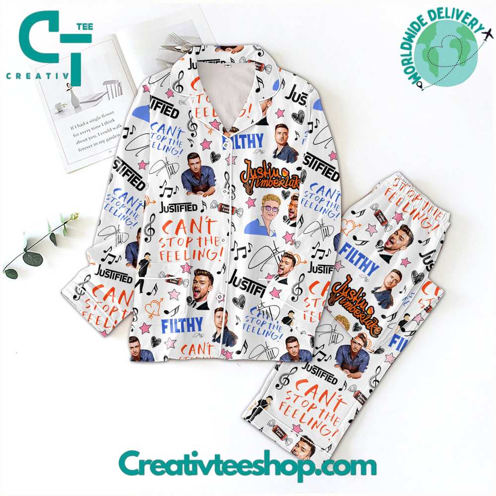 Justin Timberlake Button Down Long Sleeve Or Short Sleeve Pyjama Pajama Set Set With Pants Hg