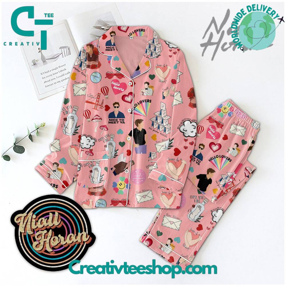 Niall Horan Hello Lovers Button Down Long Sleeve Or Short Sleeve Pyjama Pajama Set Set With Pants Hg