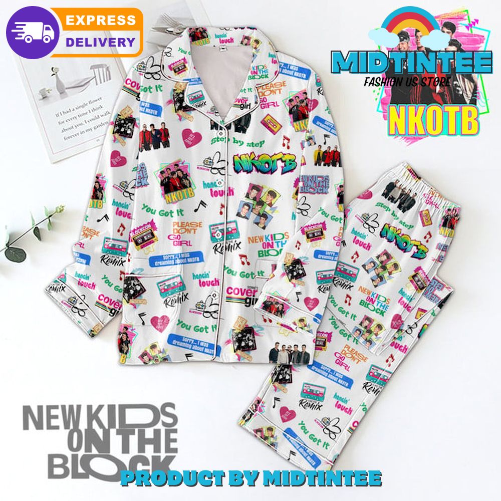 New Kids On The Block Step By Step Long Sleeve Or Short Sleeve Pyjama Pajama Set With Pants Hg