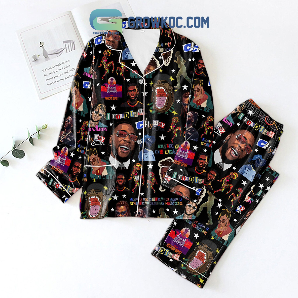 Burna Boy Told Him Black Design Pyjama Pajama Set Nva