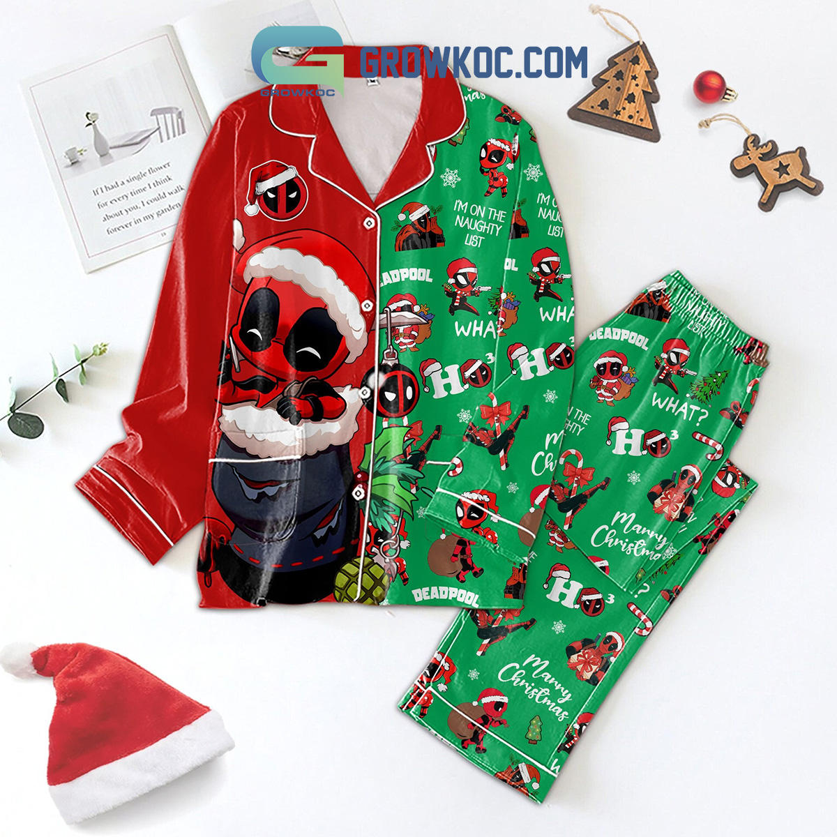 Deadpool Im On The Naughty List Family Matching Pajama Set Gifts Hg