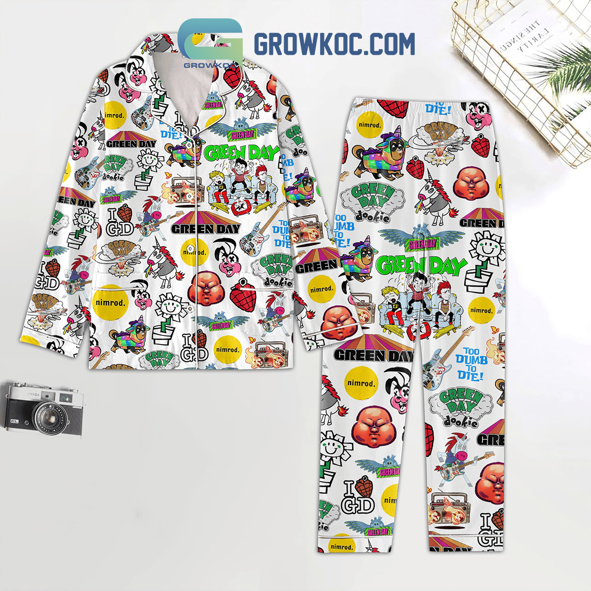 Green Day Too Dumb To Die Fan Pyjama Pajama Set Nva
