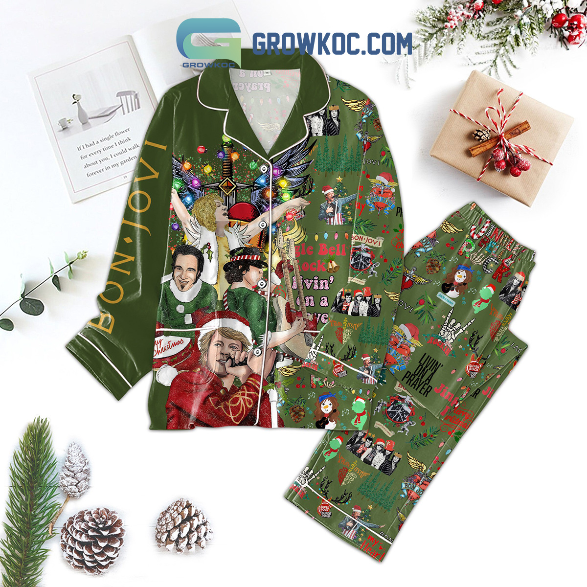 Bon Jovi Jingle Bell Rock Pajama Set Nva