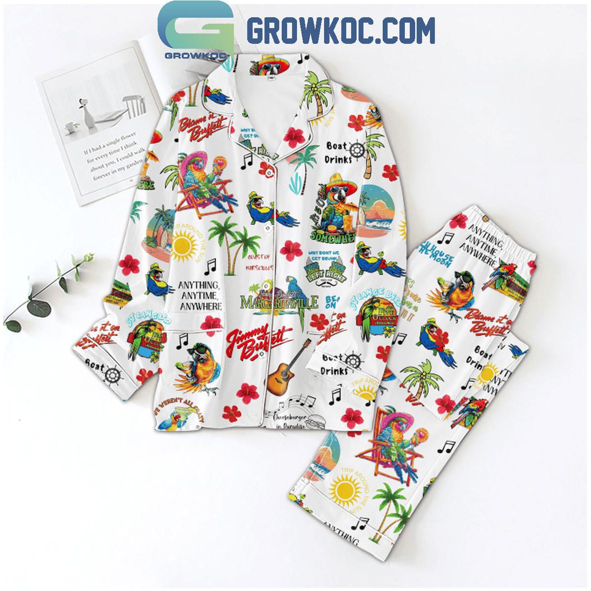 Jimmy Buffett Anything Anytime Anywhere Pyjama Pajama Set Nva White Version