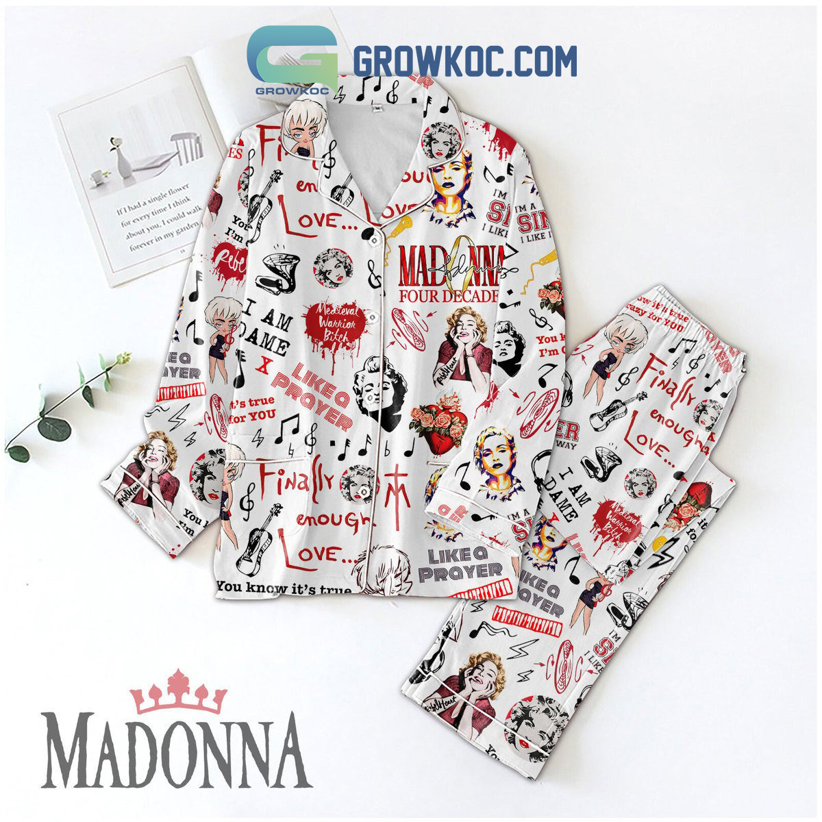 Madonna For Decade Of Art Music And Love Pyjama Pajama Set Nva