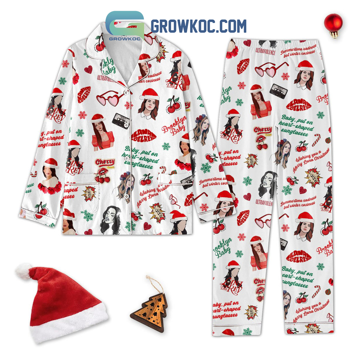 Lana Del Rey Wishing You A Merry Lana Pajama Set Pyjamas Sleepwear Short Sleeve Long Sleeve Nva