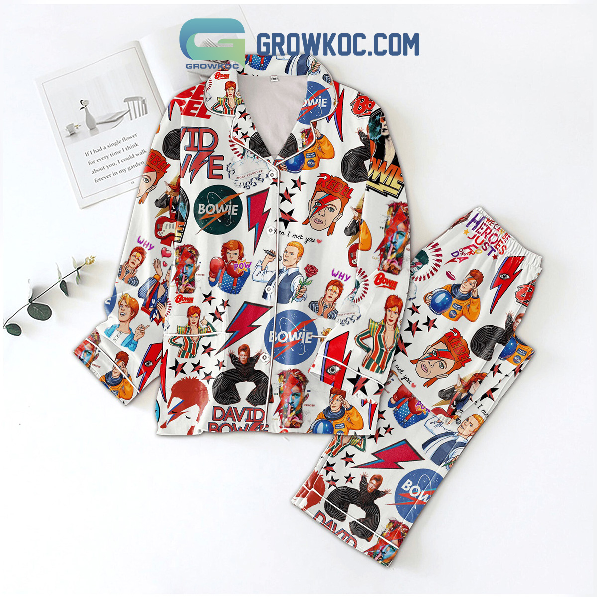 David Bowie Can Be Hero Even Just One Day Pyjama Pajama Set Nva
