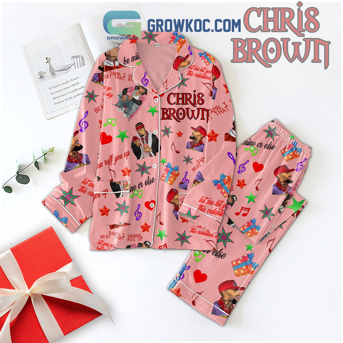 Chris Brown Ruff You Up Valentine Pyjama Pajama Set Nva