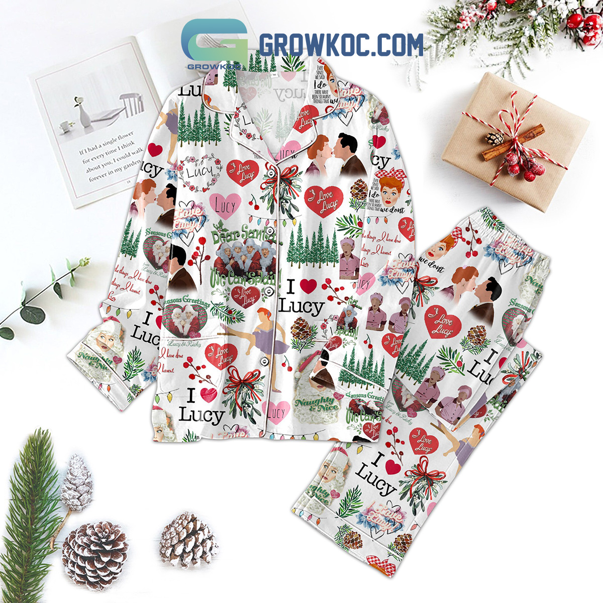 I Love Lucy Dear Santa We Can Splain Pajama Set Nva