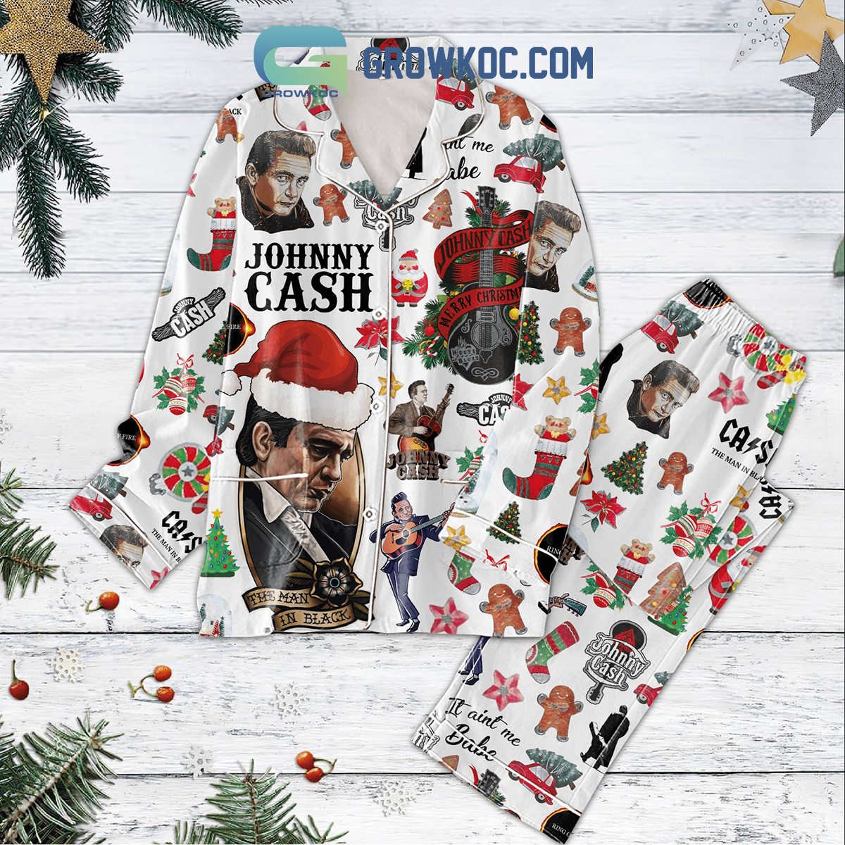 Johnny Cash Merry Tha Man In Black Pajama Set Nva
