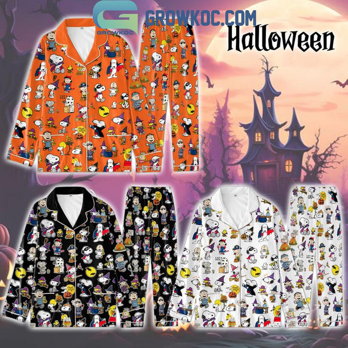 Peanuts Snoopy Charlie Brown Happy Halloween Comfortable Pyjama Pajama Set Nva
