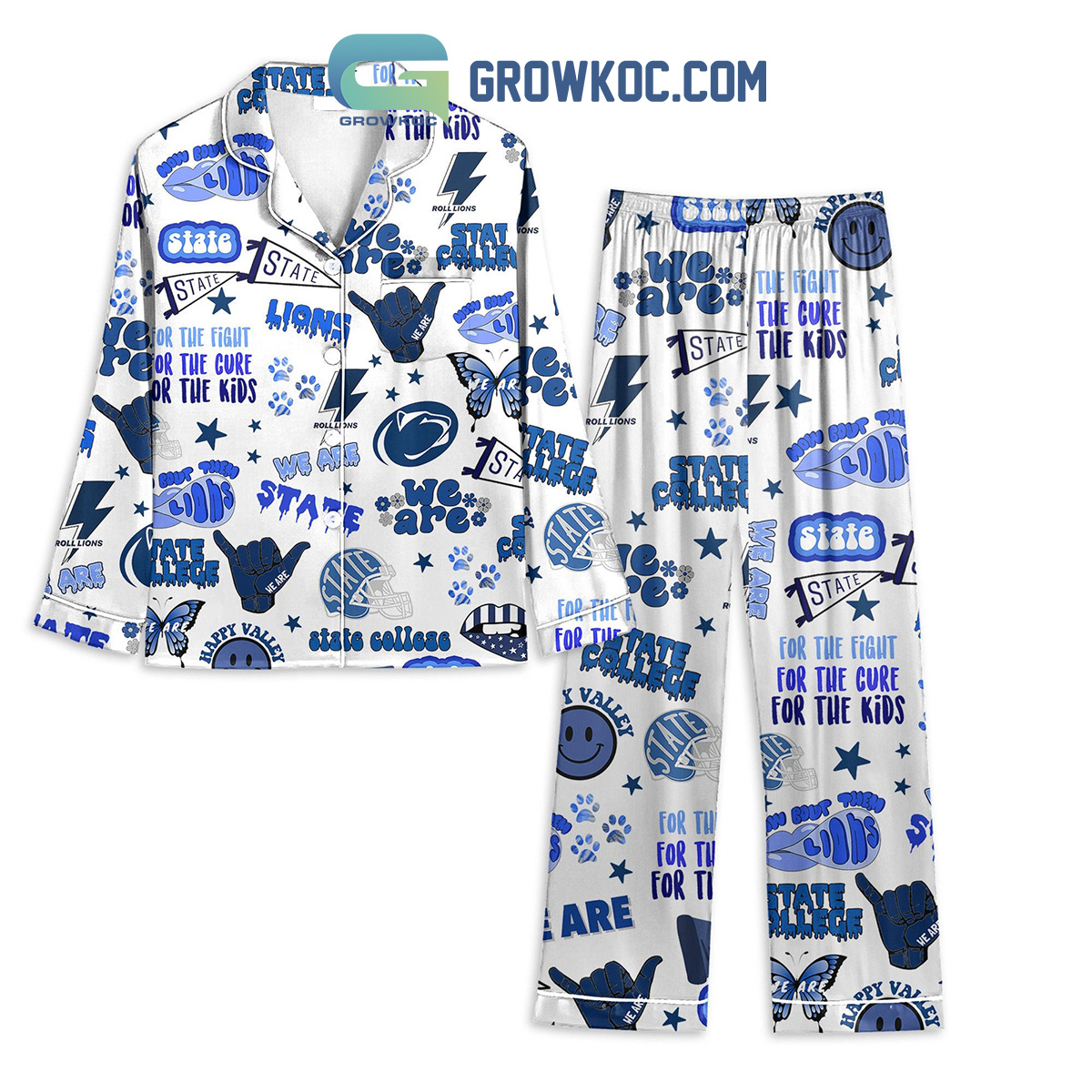 Penn State Nittany Lions Fan Pyjama Pajama Set Nva White
