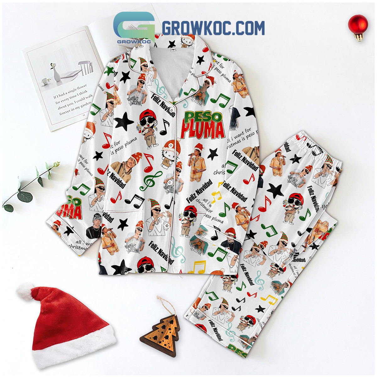 Peso Pluma Feliz Navidad Pyjama Pajama Set Nva