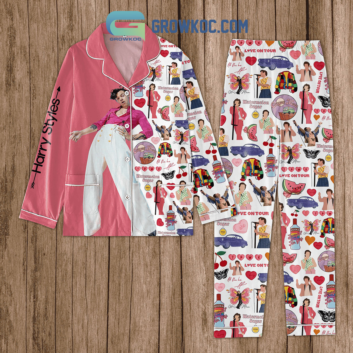 Harry Styles Watermelon Sugar Pink Fan Love Polyester Family Matching Pajama Set Gifts Hg