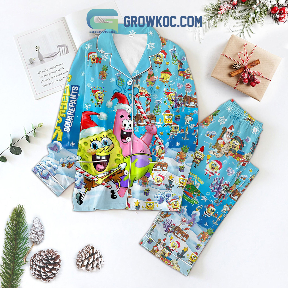 Spongebob Squarepants Bring It Around The Tree Pajama Set Nva