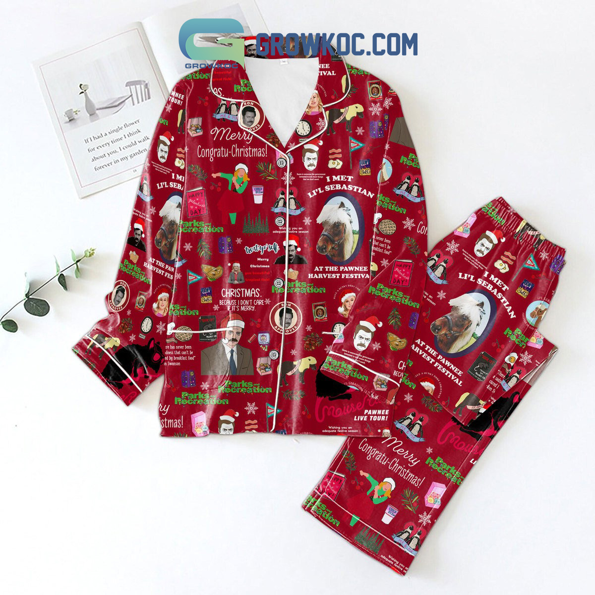 Parks And Recreation Merry Congratu Pajama Set Pyjamas Sleepwear Short Sleeve Long Sleeve Nva