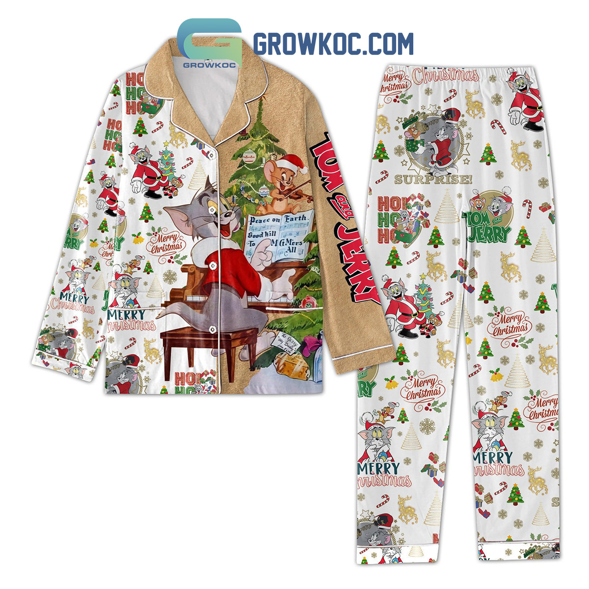 Tom And Jerry Surprise Ho Ho Ho Pajama Set Nva