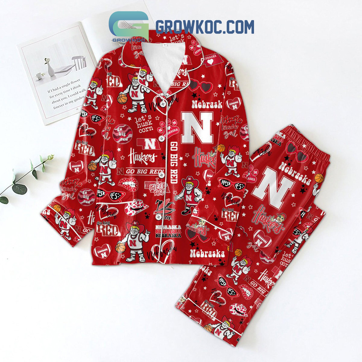 Nebraska Cornhuskers Go Big Red Pyjama Pajama Set Nva