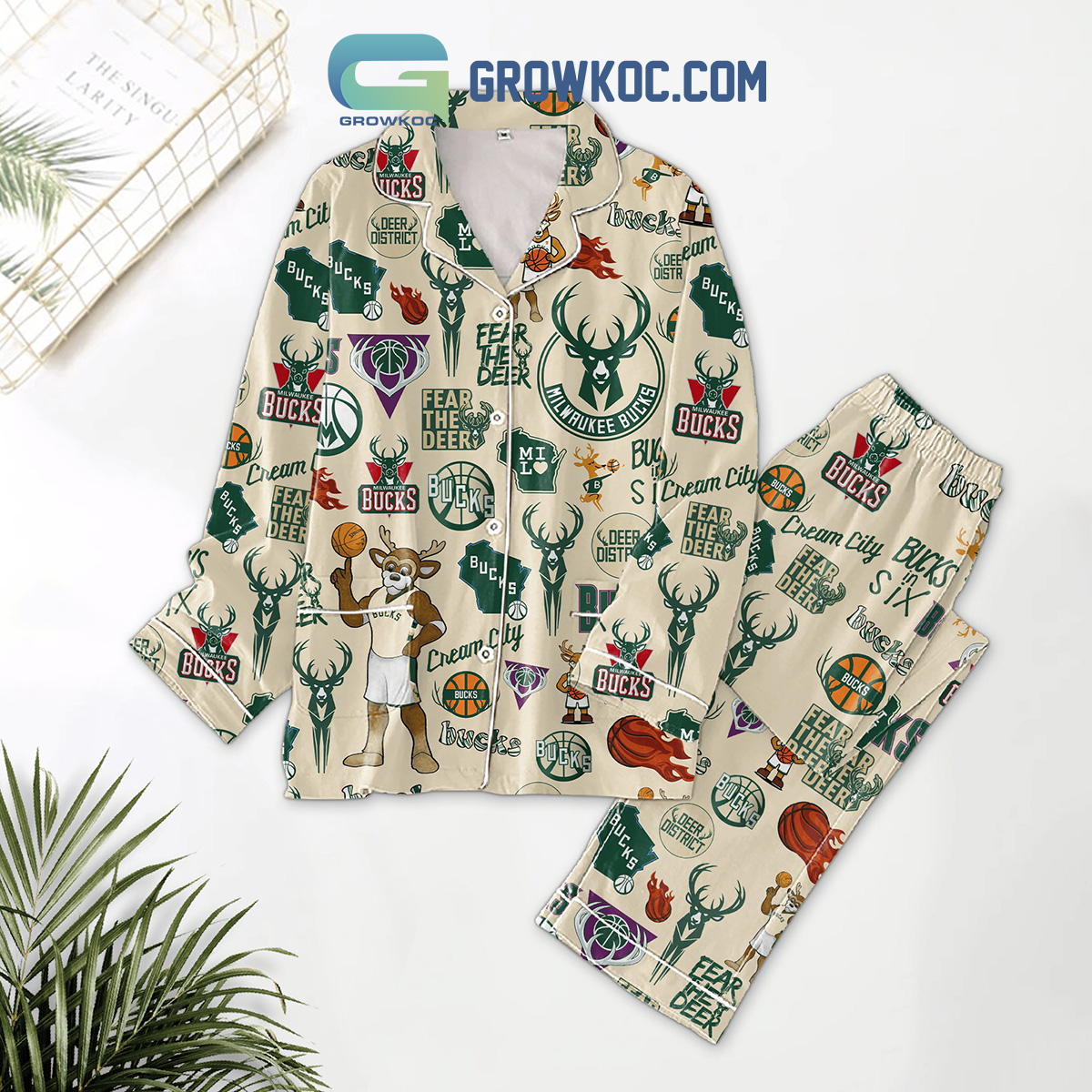 Milwaukee Bucks Fear The Deer Pyjama Pajama Set Nva