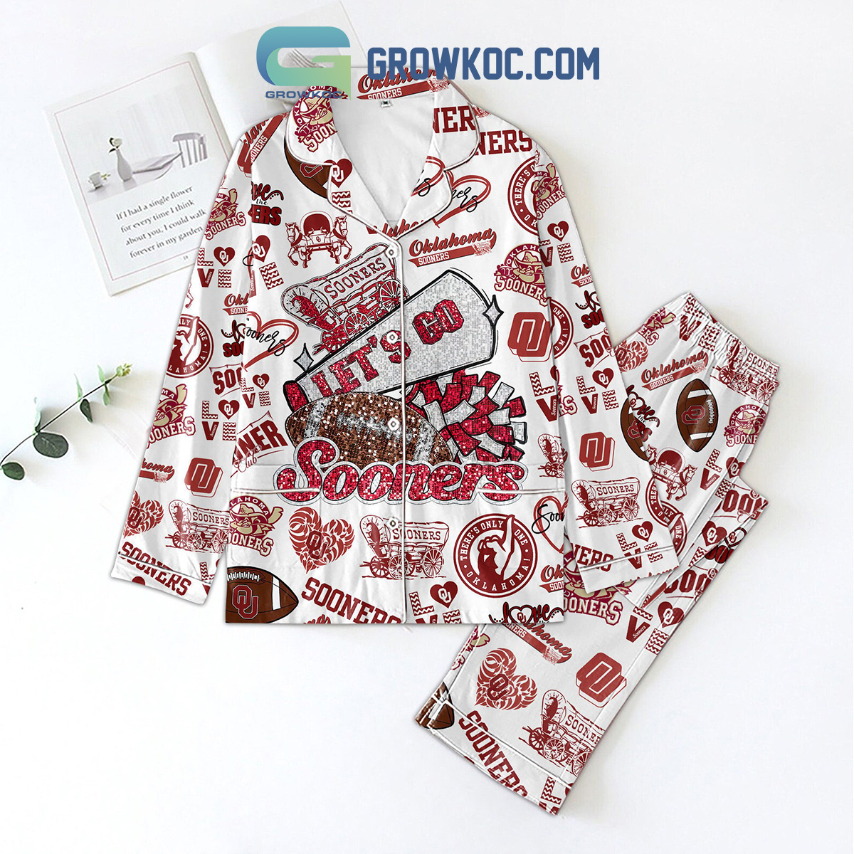 Oksooners Let?S Go Sooners White Design Pyjama Pajama Set Nva