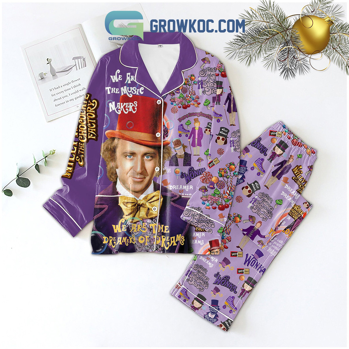 Willy Wonka Dreamer Of The Dreams Pyjama Pajama Set Nva Purple Design