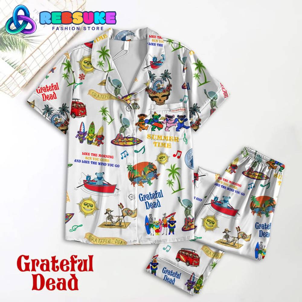 Grateful Dead Summer Time White Short Pyjama Pajama Set Nva
