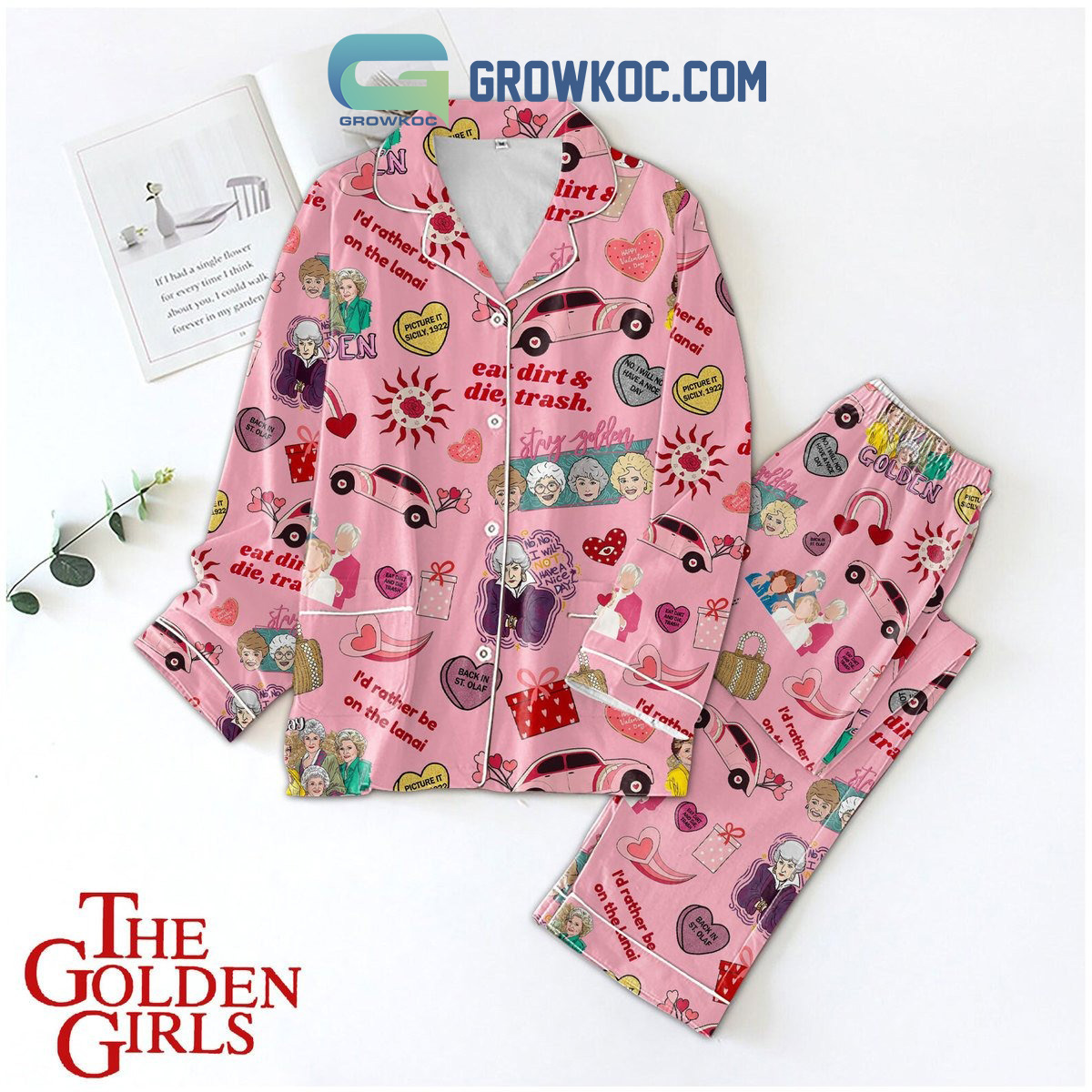 The Golden Girl Golden Valentine Fan Pyjama Pajama Set Nva
