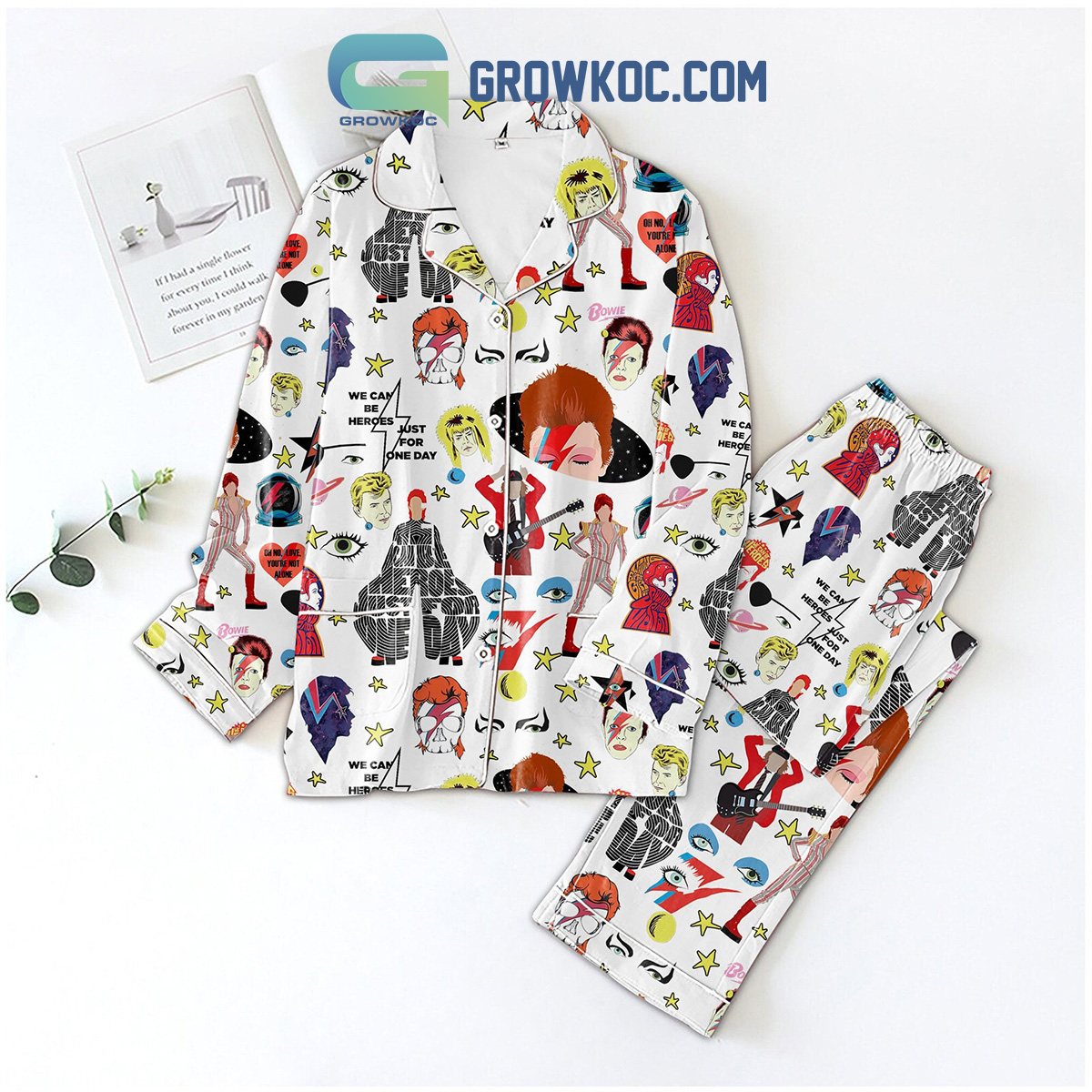 David Bowie We Can Be Heroes Just For One Day Pyjama Pajama Set Nva