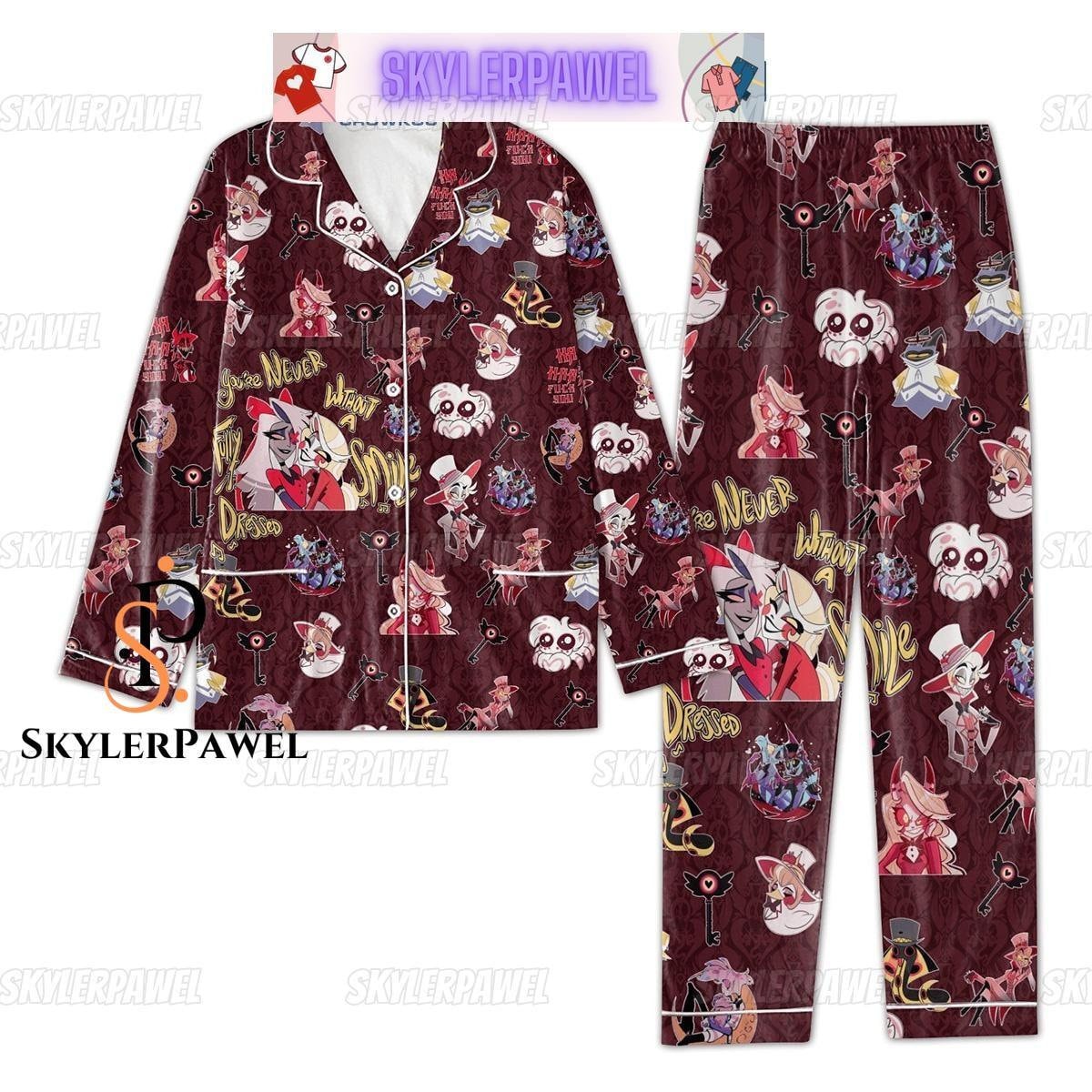 Hazbin Hotel Long Sleeve Or Short Sleeve Pyjama Pajama Set