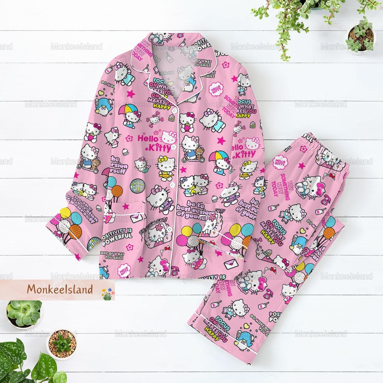 Hello Kitty Pajama Set Kawaii Kitty Women Pajama Set