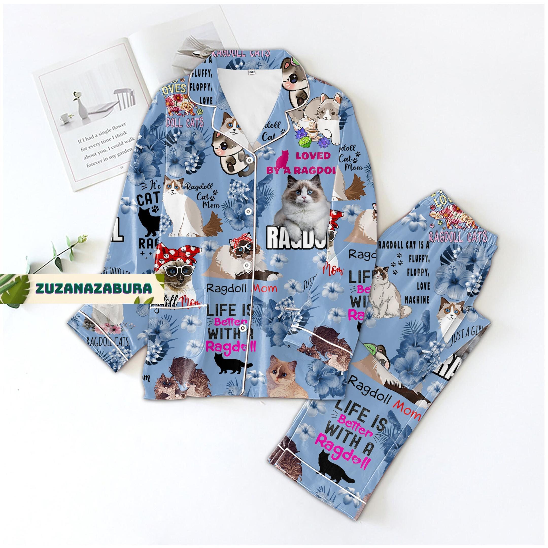 Ragdoll Long Sleeve Or Short Sleeve Pyjama Pajama Set