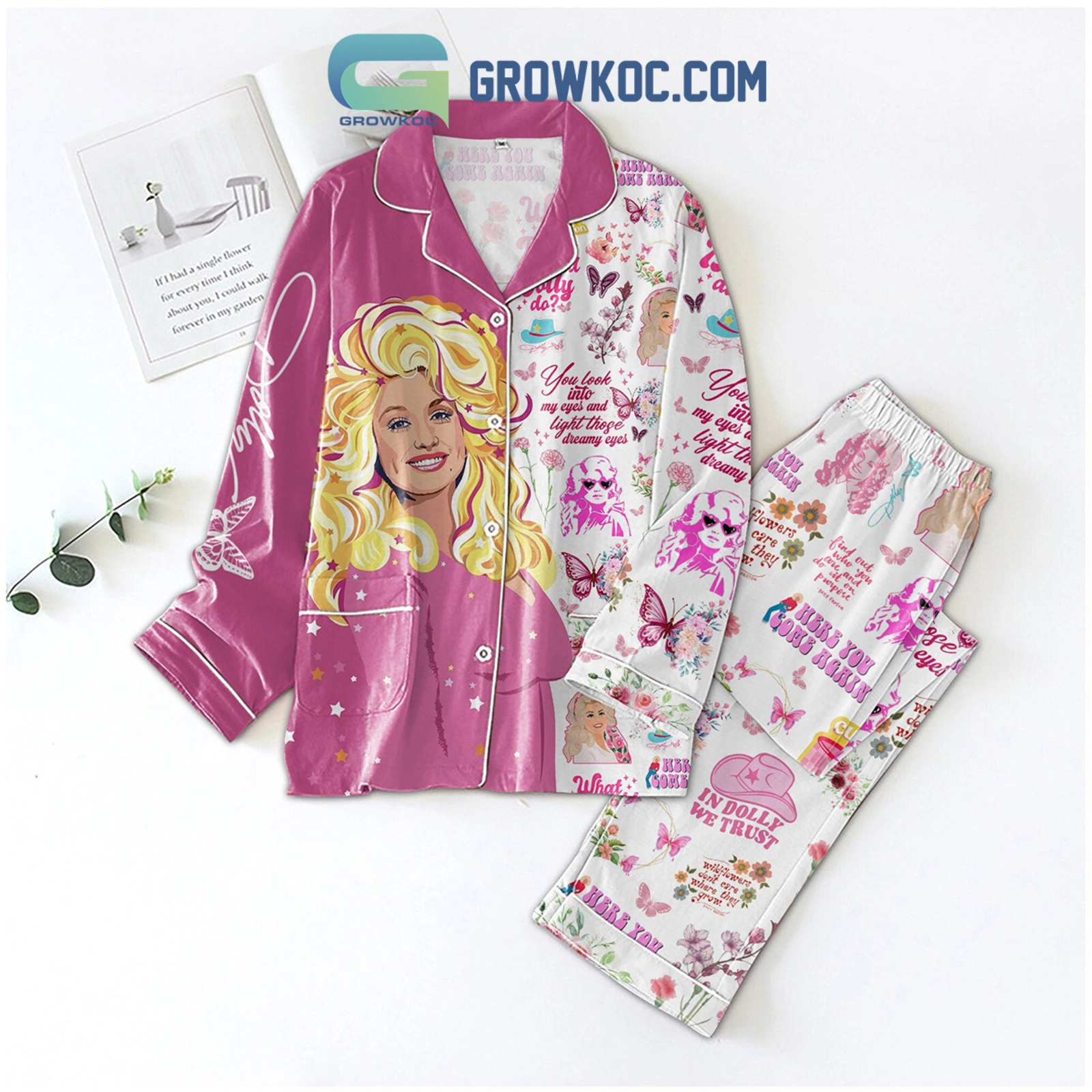 Dolly Parton You Look Into My Eyes And Light Those Dreamy Eyes Pyjama Pajama Set Nva