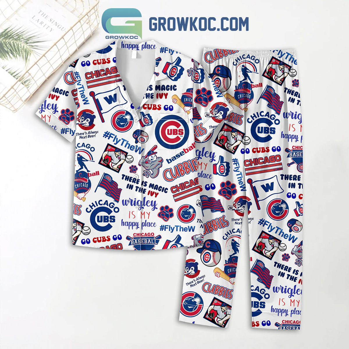 Chicago Cubs There Is Magic In The Ivy Go Cubs Go Pyjama Pajama Set Nva