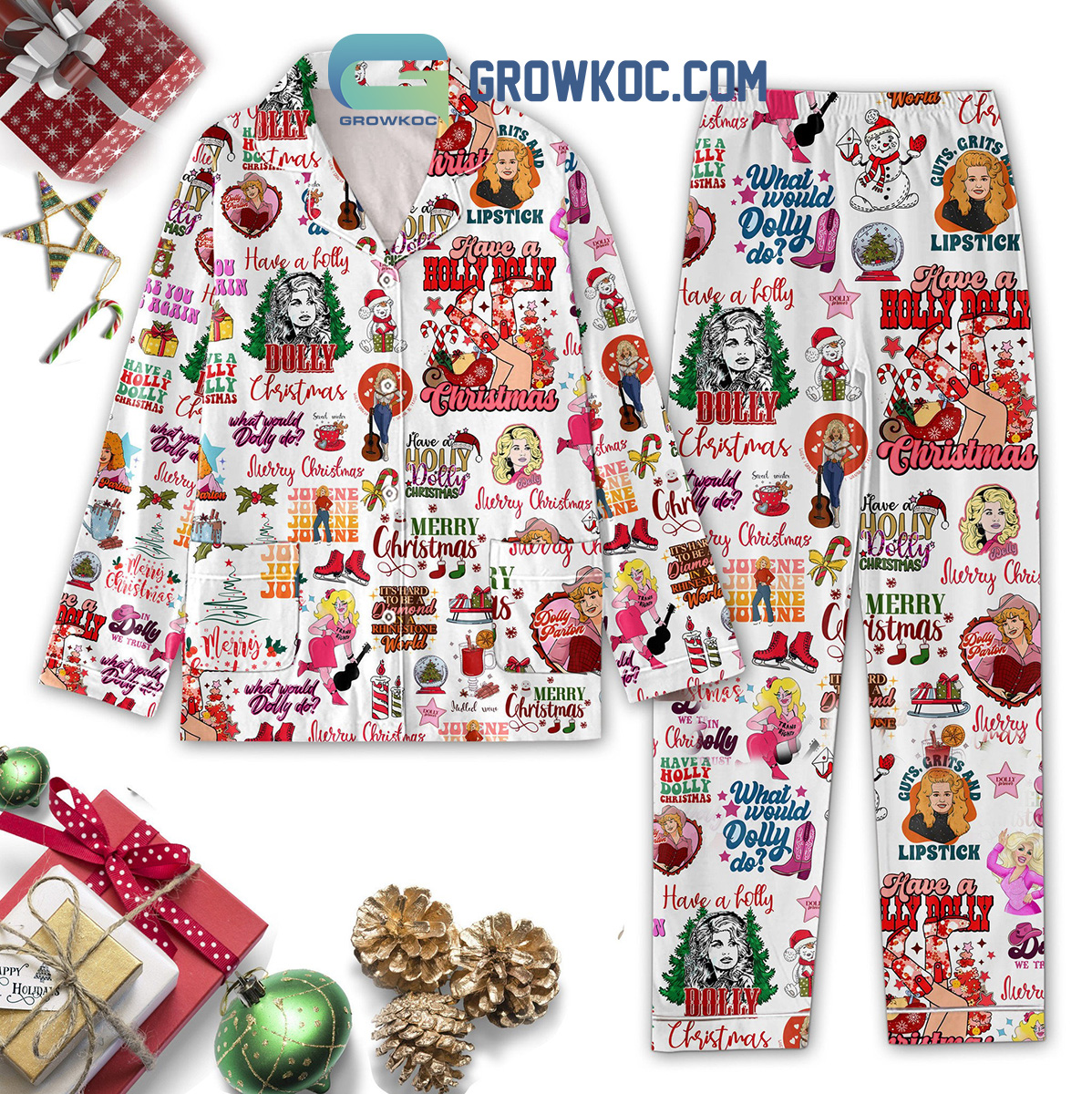 Dolly Parton Have A Merry What Would Dolly Do Family Matching Pajama Set Gifts Hg