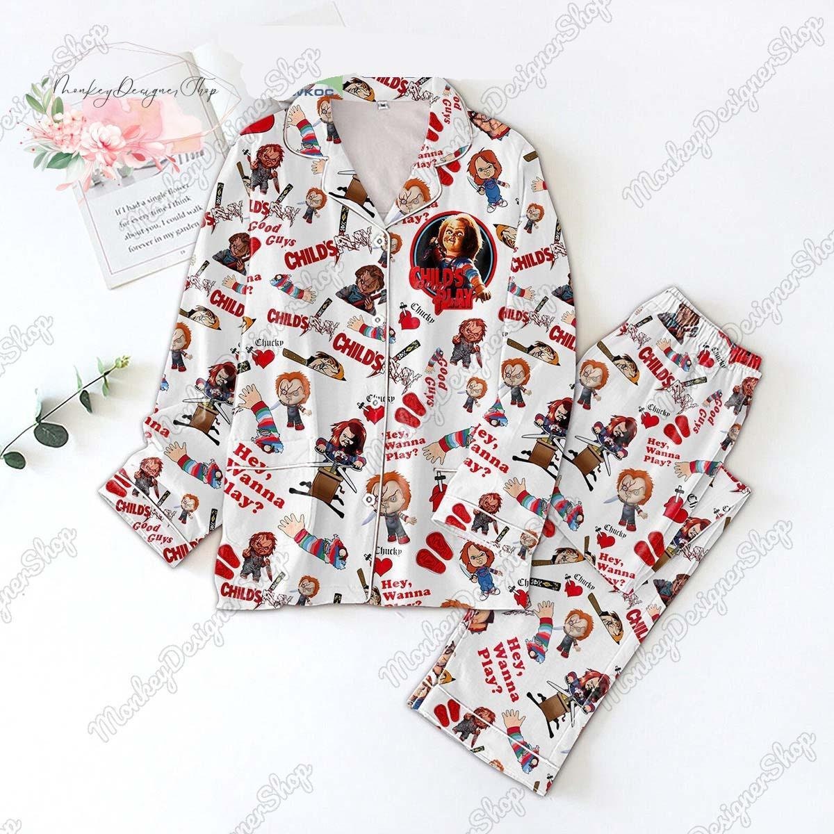 Chucky Character Long Sleeve Or Short Sleeve Pyjama Pajama Set