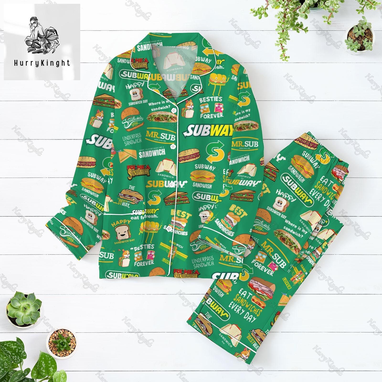 Subway Pajama Set Women Subway Pajama For Party Subway Pajama Family Subway Holiday Pajama Subway Lover Gift Midnight Shirt Hg