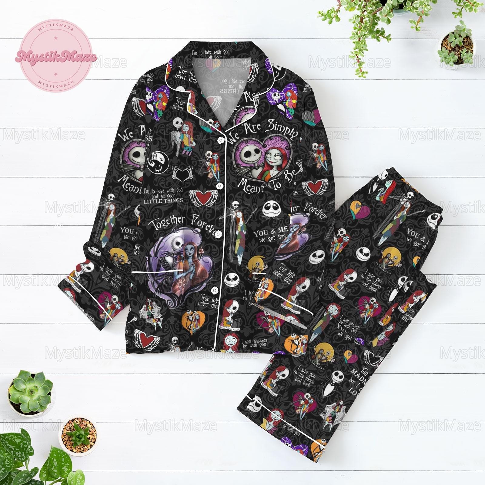 Halloween Jack & Sally Pajama Set