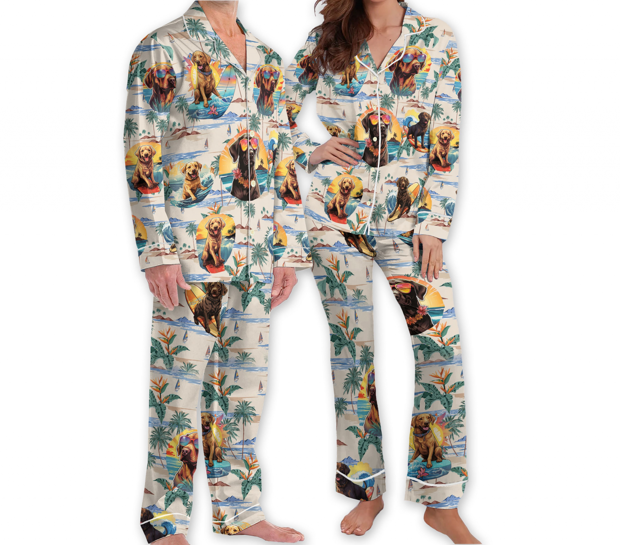 Labrador Retriever Beach Pajama Golden And Black Retriever Pajama Set Hg Labrador Gift For Women Men Dog Lover Gift