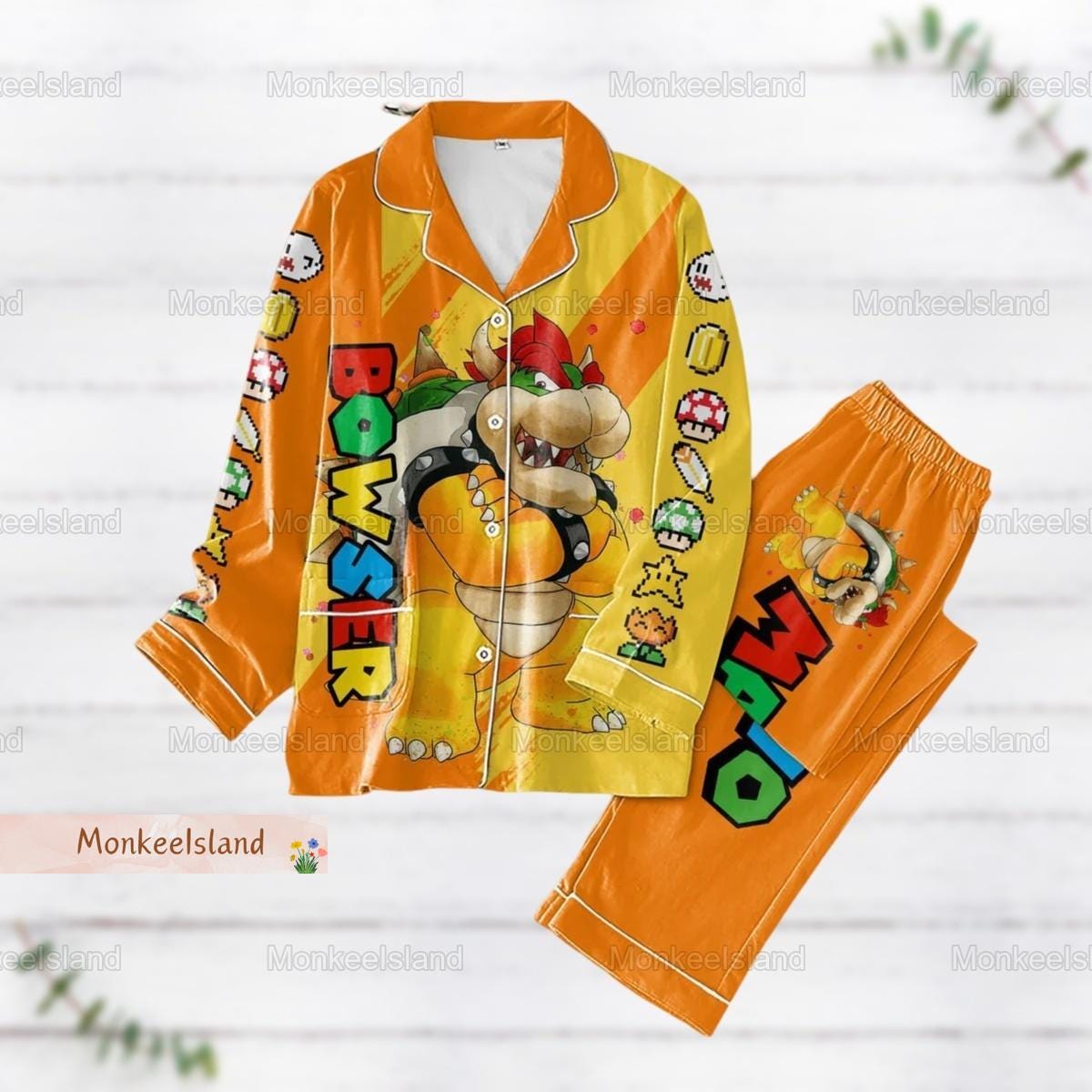 Super Mario Bowser Pajamas Set Mario Bowser Set Of Pajamas Set Video Game Shirt Super Mario Gaming Pjs For Women Gift For Herhg