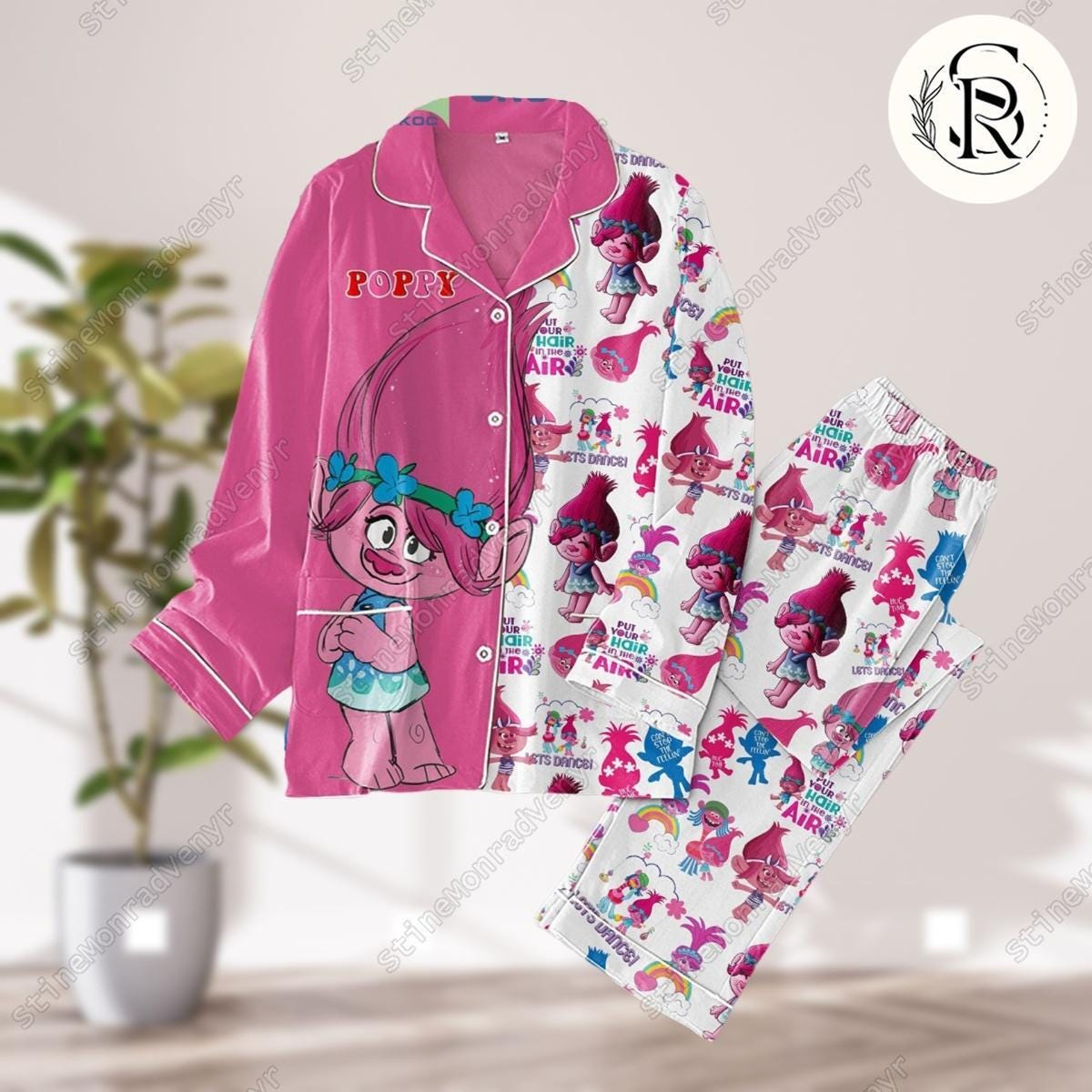 Trolls Poppy Long Sleeve Or Short Sleeve Pyjama Pajama Set