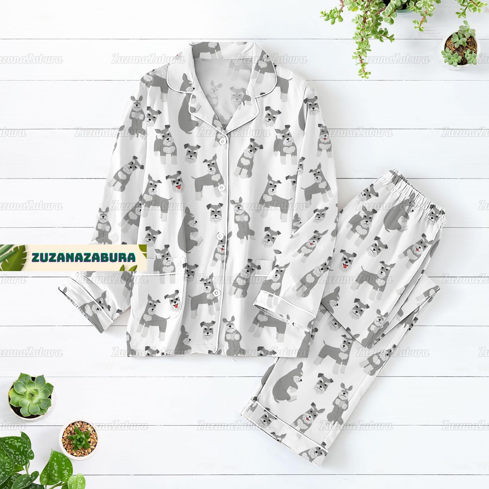 Schnauzer Long Sleeve Or Short Sleeve Pyjama Pajama Set