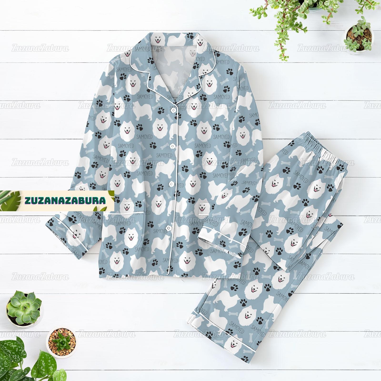 Samoyed Long Sleeve Or Short Sleeve Pyjama Pajama Set