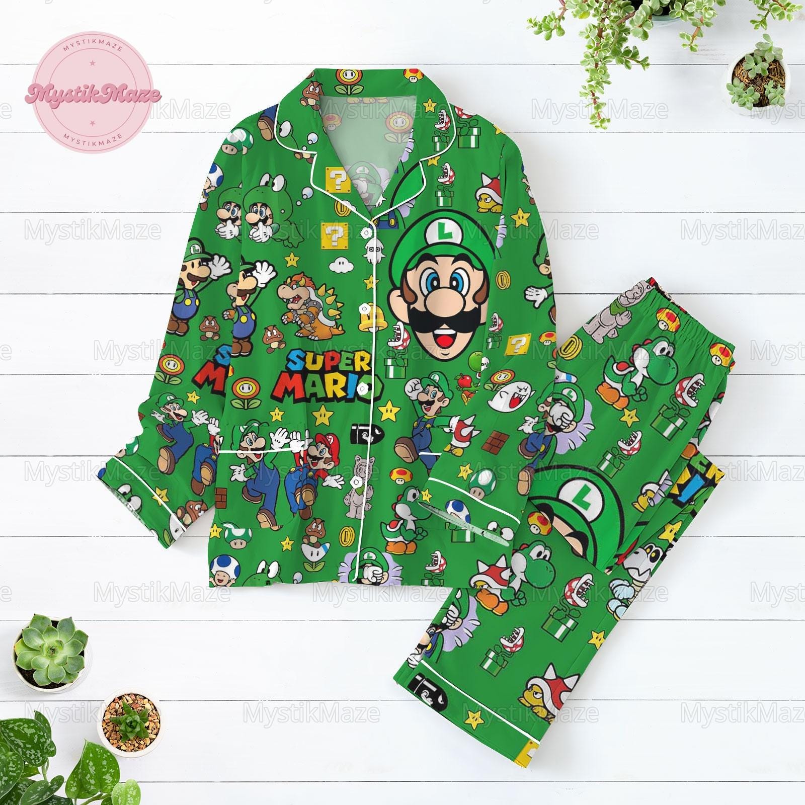 Mario Pajama Set Hg Super Mario Shirt Mario Matching Pajama Set Hg Cute Mario Pajama Family Retro Mario Shirt Gift For Fan