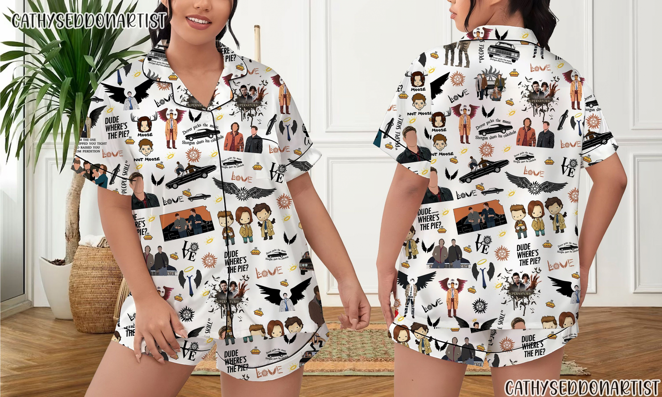 Supernatural Supernatural Holiday Women Sleepwear Long Sleeve Or Short Sleeve Pyjama Pajama Set With Pants Hg